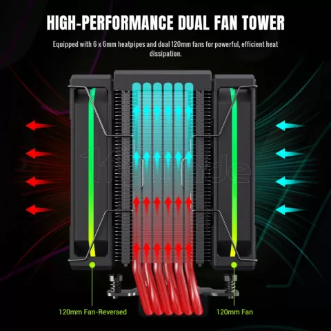 Photo de Ventilateur processeur Gamemax Sigma 620 LCD RGB (Noir)