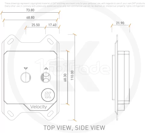 Photo de Waterblock CPU Ekwb EK-Quantum Velocity AMD RGB (Transparent Mat)
